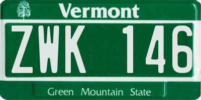 VT license plate ZWK146