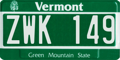 VT license plate ZWK149