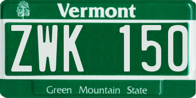 VT license plate ZWK150
