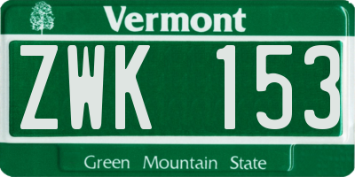 VT license plate ZWK153