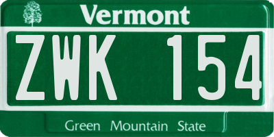VT license plate ZWK154