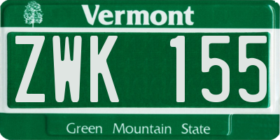 VT license plate ZWK155
