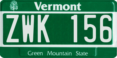 VT license plate ZWK156