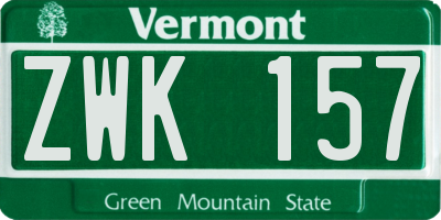 VT license plate ZWK157