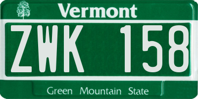 VT license plate ZWK158