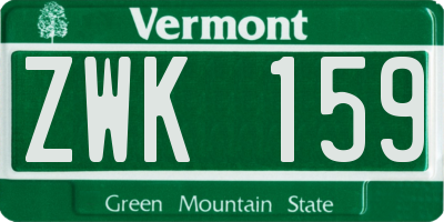 VT license plate ZWK159