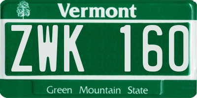 VT license plate ZWK160