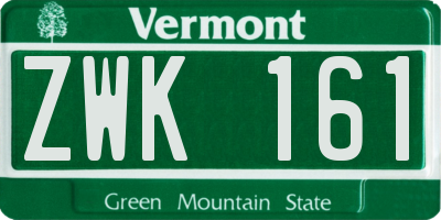 VT license plate ZWK161