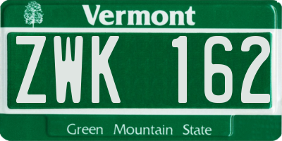 VT license plate ZWK162