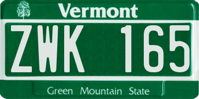 VT license plate ZWK165