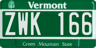 VT license plate ZWK166