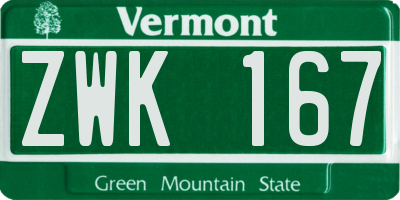 VT license plate ZWK167