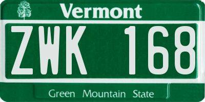 VT license plate ZWK168