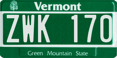 VT license plate ZWK170