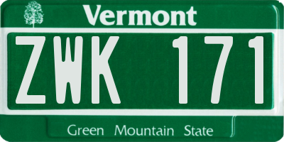 VT license plate ZWK171