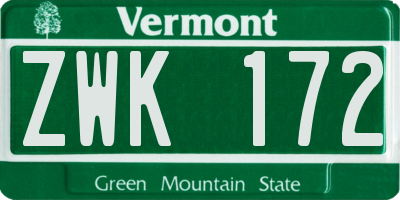 VT license plate ZWK172