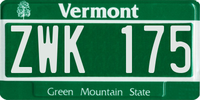 VT license plate ZWK175