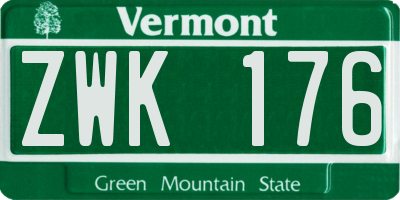 VT license plate ZWK176