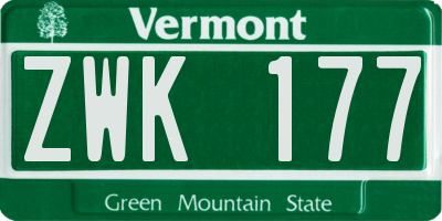 VT license plate ZWK177