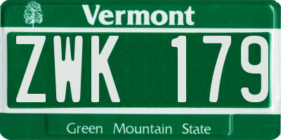 VT license plate ZWK179