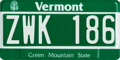 VT license plate ZWK186