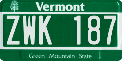VT license plate ZWK187