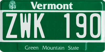 VT license plate ZWK190