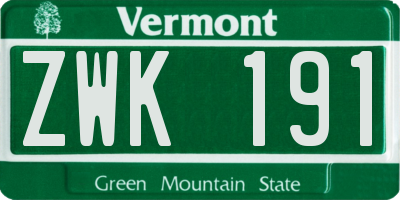 VT license plate ZWK191