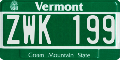 VT license plate ZWK199