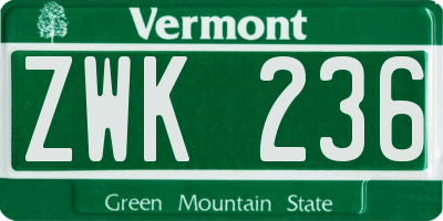 VT license plate ZWK236