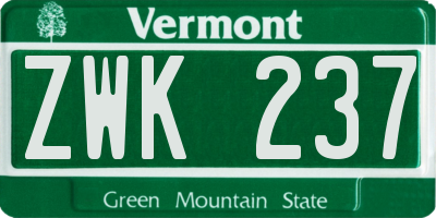VT license plate ZWK237