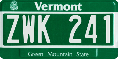 VT license plate ZWK241
