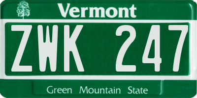 VT license plate ZWK247