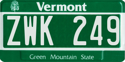 VT license plate ZWK249