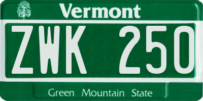VT license plate ZWK250