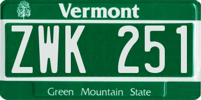 VT license plate ZWK251
