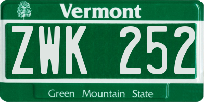 VT license plate ZWK252