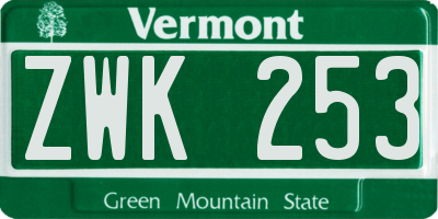 VT license plate ZWK253