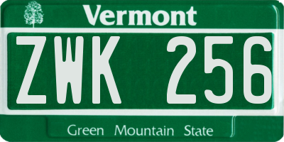 VT license plate ZWK256