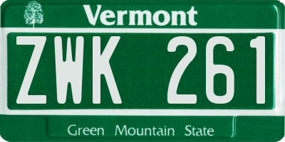VT license plate ZWK261