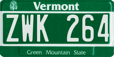 VT license plate ZWK264