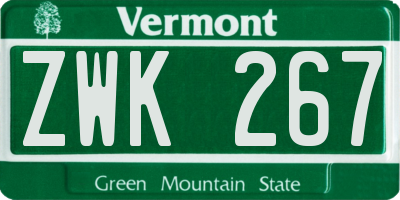 VT license plate ZWK267