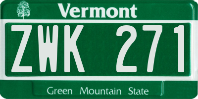 VT license plate ZWK271
