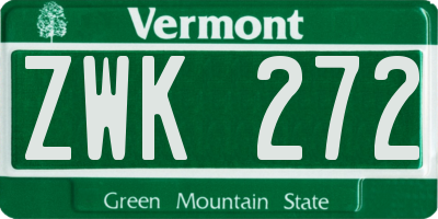 VT license plate ZWK272