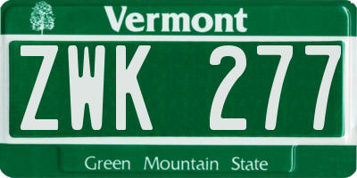 VT license plate ZWK277