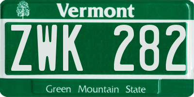 VT license plate ZWK282