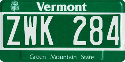 VT license plate ZWK284