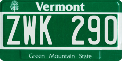 VT license plate ZWK290