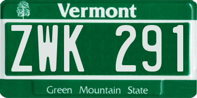 VT license plate ZWK291