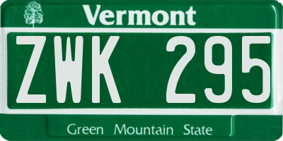 VT license plate ZWK295